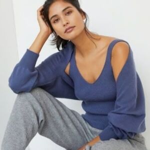 Anthropologie Saturday Sunday Davina Sweater Set Small Blue